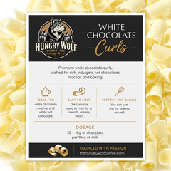 The Hungry Wolf White Chocolate Curls – Perfect for Mochas, Hot Chocolate & Baking