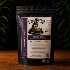 The Hungry Wolf Rimini Blend Coffee Beans | Dark Roast Specialty Arabica | Rich Espresso Blend with Dark Chocolate Notes
