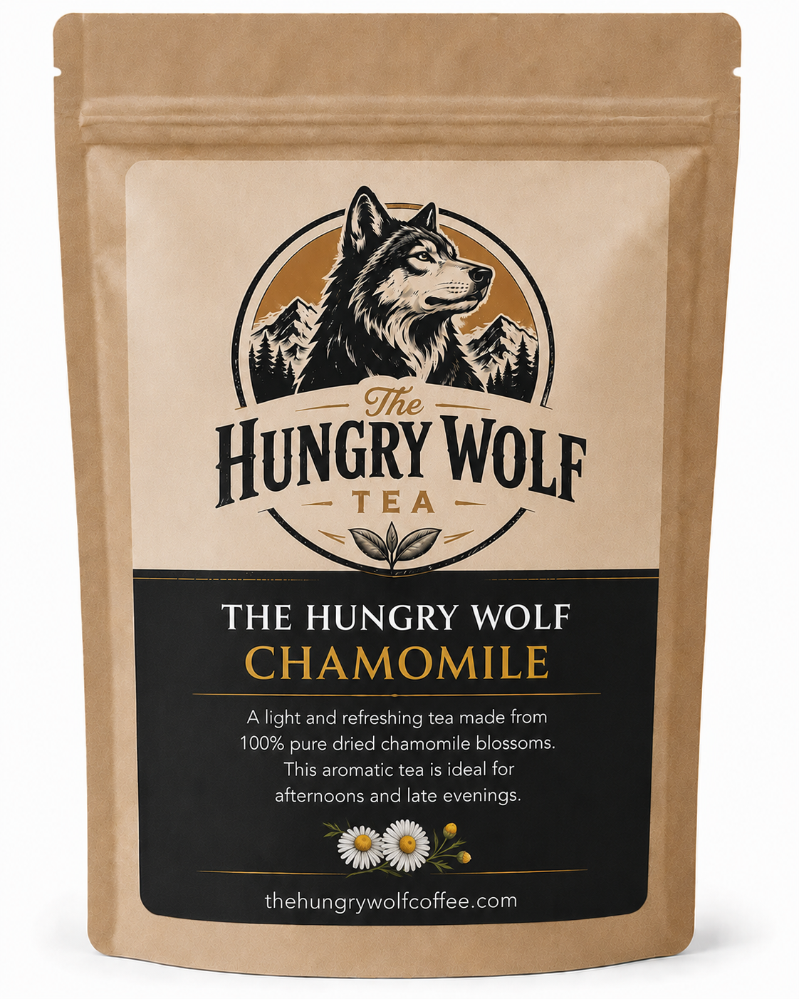 The Hungry Wolf Chamomile Tea – Premium Caffeine-Free Herbal Infusion