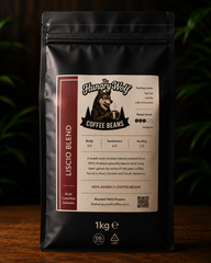 The Hungry Wolf Liscio Blend Coffee Beans | Medium Roast Specialty Arabica | Berry, Vanilla & Milk Chocolate Notes
