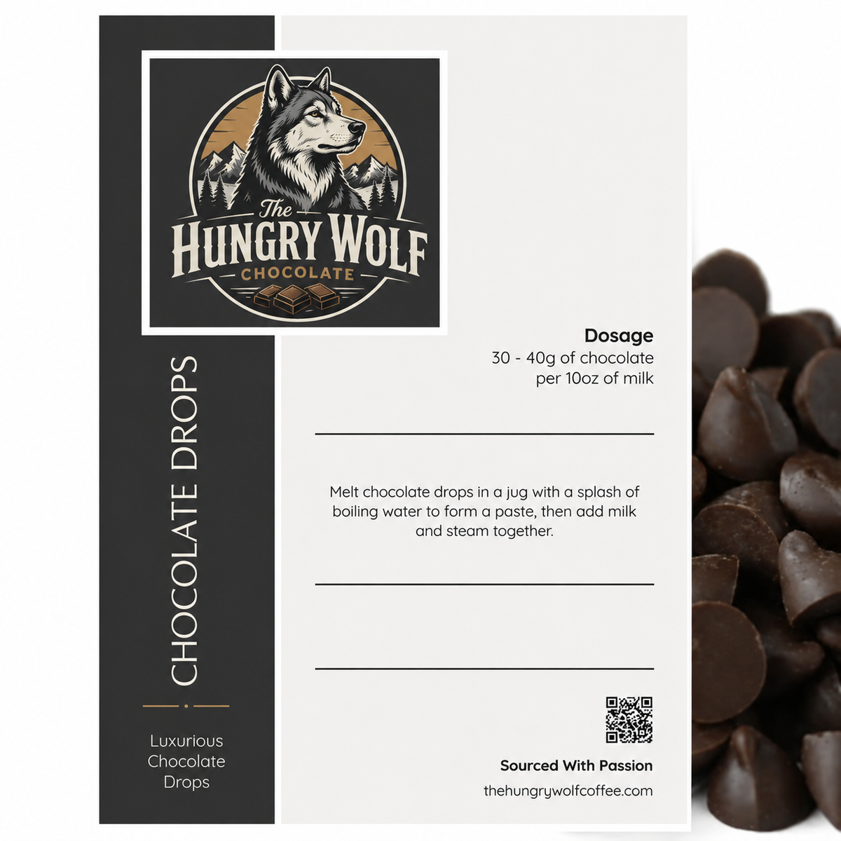 Milk Chocolate Drops for Hot Chocolate & Baking | Hungry Wolf Coffee